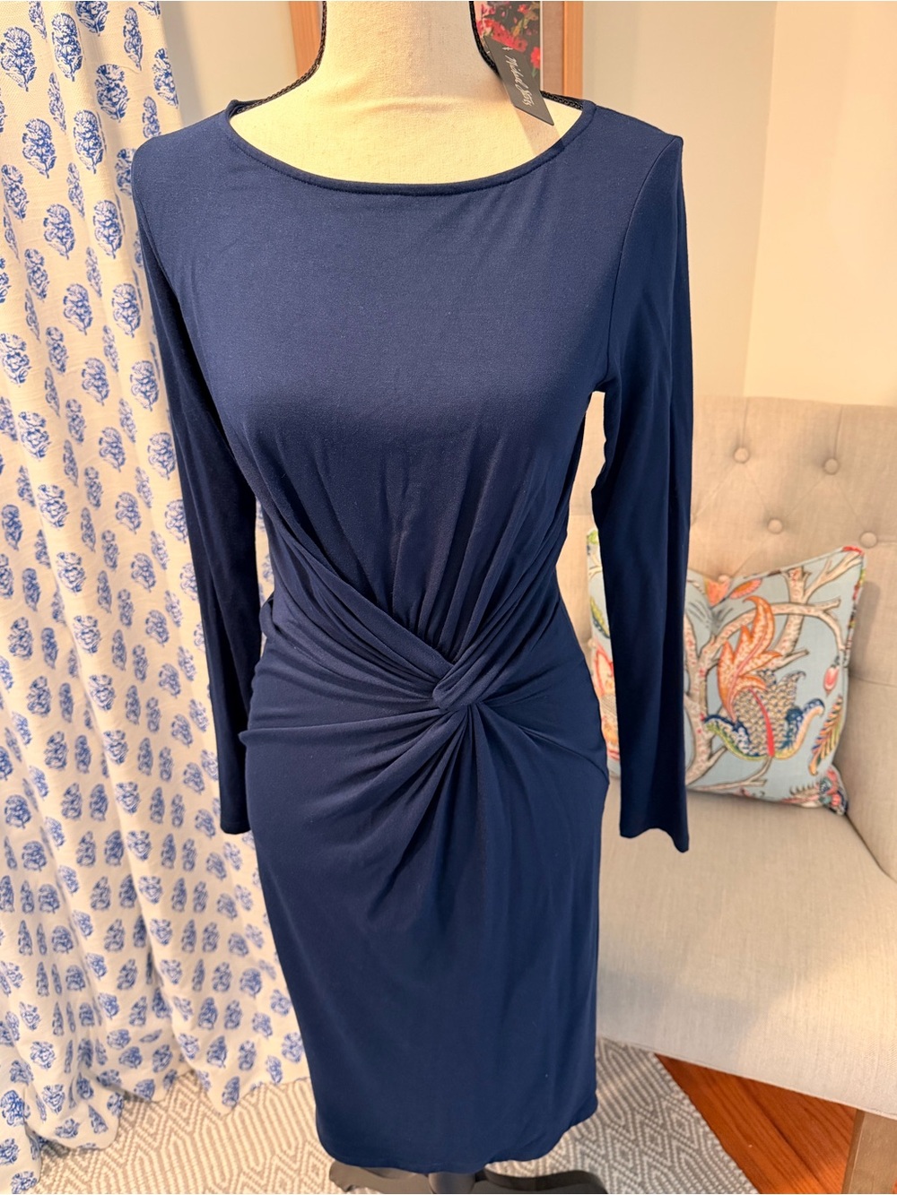 Michael Stars Women’s Navy Long-Sleeve Twist-Waist Dress